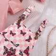 thumbnail image 4 of TOWED22 Toddler Girls Summer Outfit Short Sleeve Ribbed T-Shirt and Bib Suspender Overalls Shorts Set Kid 2Pcs Clothes(Pink,3-4 Y), 4 of 5