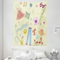 thumbnail image 1 of Heels and Dresses Tapestry, Shopping Themed Doodle Items Princess Beauty Hearts and Stars Pattern, Wall Hanging for Bedroom Living Room Dorm Decor, 60W X 80L Inches, Multicolor, by Ambesonne, 1 of 2