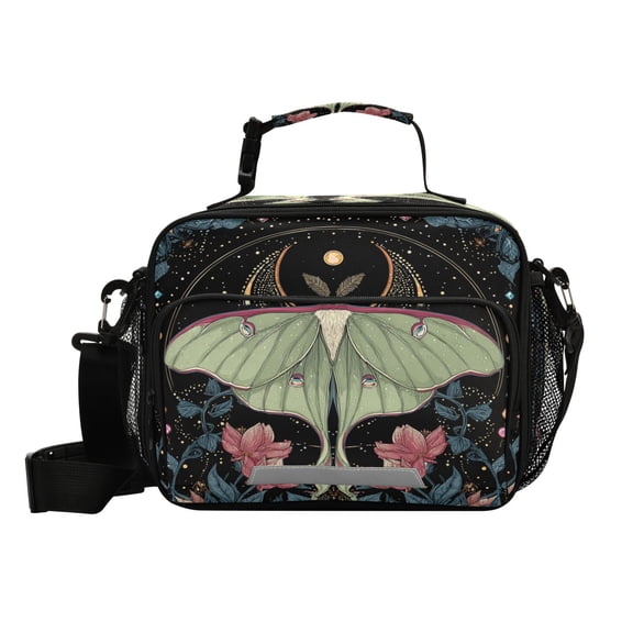 Insulated Lunch Bag 6L Leak-Proof Lunch Box with Shoulder Strap Multiple Pockets Lunch Tote Beautiful Moth