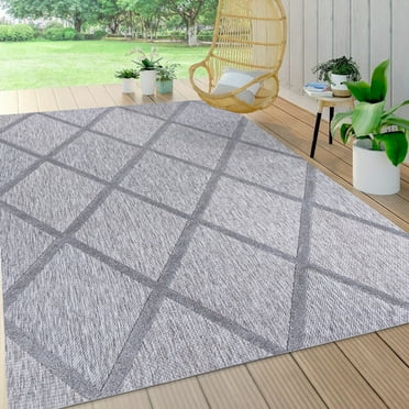 JONATHAN Y IBZ101C-5 Salines Diamond Trellis Light Gray 5 ft. x 8 ft. Indoor/Outdoor Area Rug, Bohemian, Pet Friendly, Stain Resistant, Easy to Clean, for Patio, Living Room; Kitchen, Bedroom