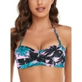 thumbnail image 2 of Ocean Blues Women's Removable Strap Tie Back Halter Bikini Top Twist Front Bandeau Floral Swimsuit Top Bikinis Strapless Bathing Suit, 2 of 6