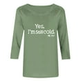 thumbnail image 6 of JTZGDY Funny Letters Print 3/4 Sleeve Tops for Women Plus Size Vintage Graphic Basic Crewneck Pullover Loose Lightweight Oversized Casual Dressy Tunic Tees Shirt Blouse C-Green XXL, 6 of 7