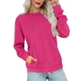 thumbnail image 2 of Sweatshirts for Women No Hood Crewneck Loose Fit Fleece Pullover Fall Fashion Clothes with Pocket Hot Pink S, 2 of 7