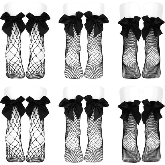 Monebena 6 Pairs Black Women Fishnet Socks Elastic Short Ankle Socks Dress Hollow Out Mesh Net Socks for Summer Wear Cosplay