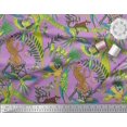 thumbnail image 3 of Soimoi Modal Satin Fabric Branches,Parrot & Leopard Jungle Printed Fabric 1 Yard 42 Inch Wide, 3 of 3