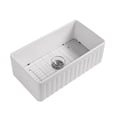 thumbnail image 2 of Single Bowl Kitchen Sink - 33 Inch Fireclay Deep Apron Front Kitchen Sink - Premium White Kitchen Sink for Home, Farmhouse (Grid & Strainer Included), 2 of 12
