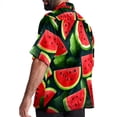 thumbnail image 3 of Watermelon Men's Short Sleeve Hawaiian Shirt, Casual Printed Button Down Beach Tops, Summer Poplin Spread Collar Unisex Button Down Shirts, 3 of 6