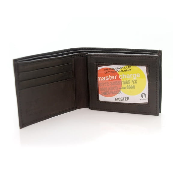Bi-Fold Wallet Leather Money Holder Credit Cards 89012