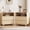 Natural, variant on Aufeile Nightstand with Charging Station, Modern Curved Night Stand with 2 Drawers & Open Shelf, Wood Bedside Table for Bedroom, Natural Oak