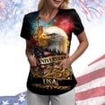 thumbnail image 2 of COMVALUE American 250th Anniversary Scrubs Tops for Women Short Sleeve Scrub Shirts Plus Size Nurse Uniform with Pockets (Gold, XXL), 2 of 7