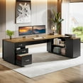 thumbnail image 3 of Tribesigns 85.8-Inch L-Shaped Executive Office Desk with File Drawers & Storage Cabinet, 3 of 7