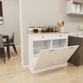 thumbnail image 5 of Tilt Out Trash Can with 2 Doors and 2 Drawers, Hidden Kitchen Garbage Can, Freestanding Pull Out Sorter Cabinet, White, 5 of 6