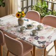 thumbnail image 3 of Vintage Pink Flowers Table Cloths for 5 Foot Rectangle Tables, Spring Floral Butterfly Retro Art Patio Waterproof Elastic Fitted Tablecloths, Washable Rectangular Table Cover for Camping, 3 of 8