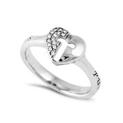 PURITY Heart and Cross Ring for Women, Steel Jewelry