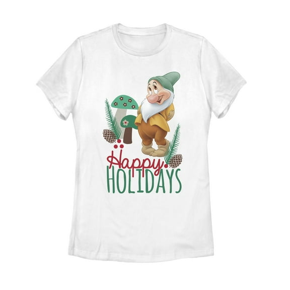 Women's Snow White and the Seven Dwarfs Snow White and the Seven Dwarfs Happy Bashful Holidays  Graphic Tee