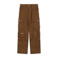 thumbnail image 1 of Pantalones cargo, pantalones de trabajo, pantalones de trabajo de pierna ancha y recta, monos de corte holgado Marrón, 1 of 9