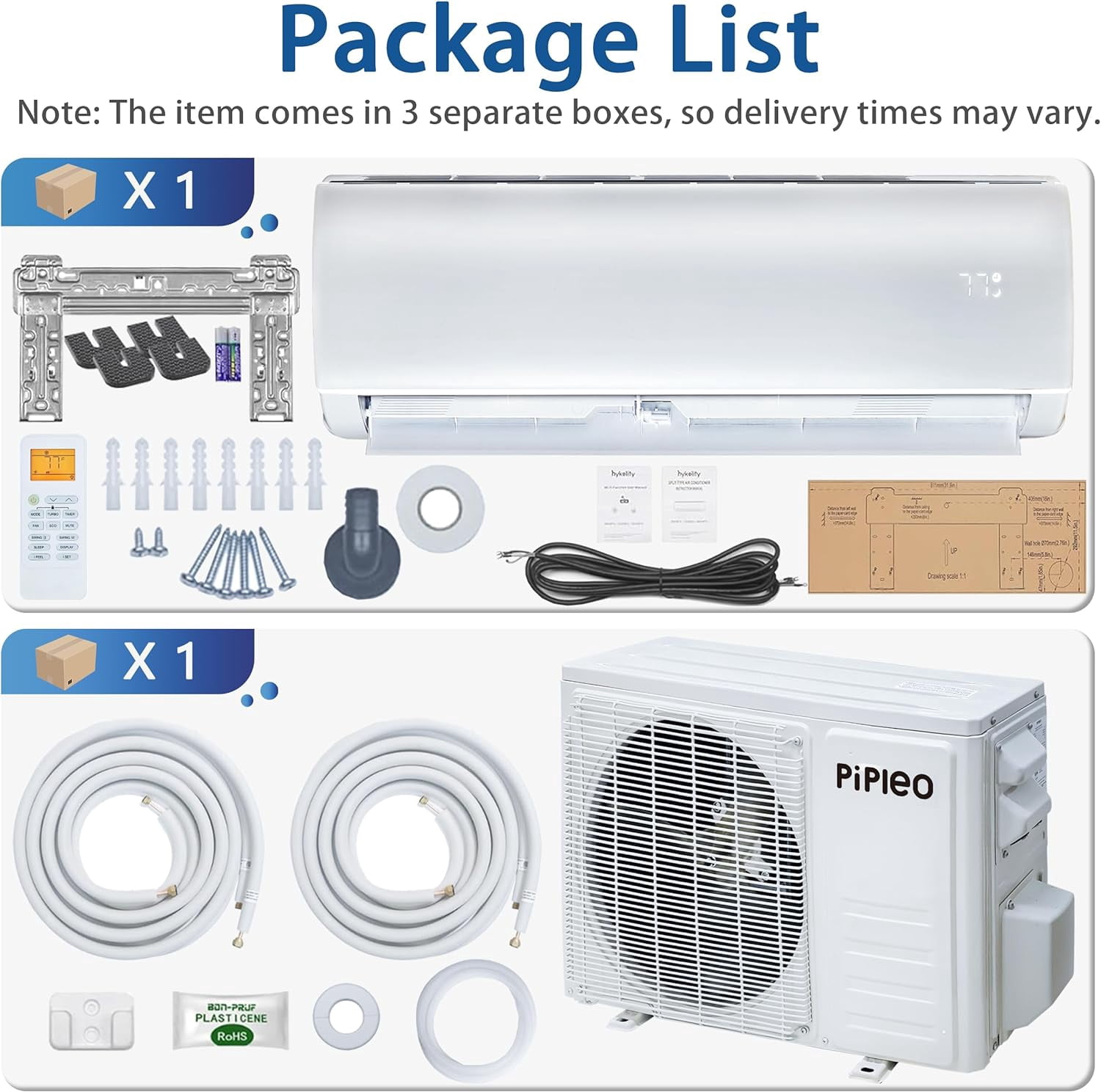 ICEELF 9000 BTU Mini Split Air Conditioner, Air Conditioner and Heat Pump 19 SEER, Cools up to 450 Sq.Ft, 115V Wifi Enabled Air Conditioner & Heater Ductless Inverter System (115v/19 SEER - WIFI)