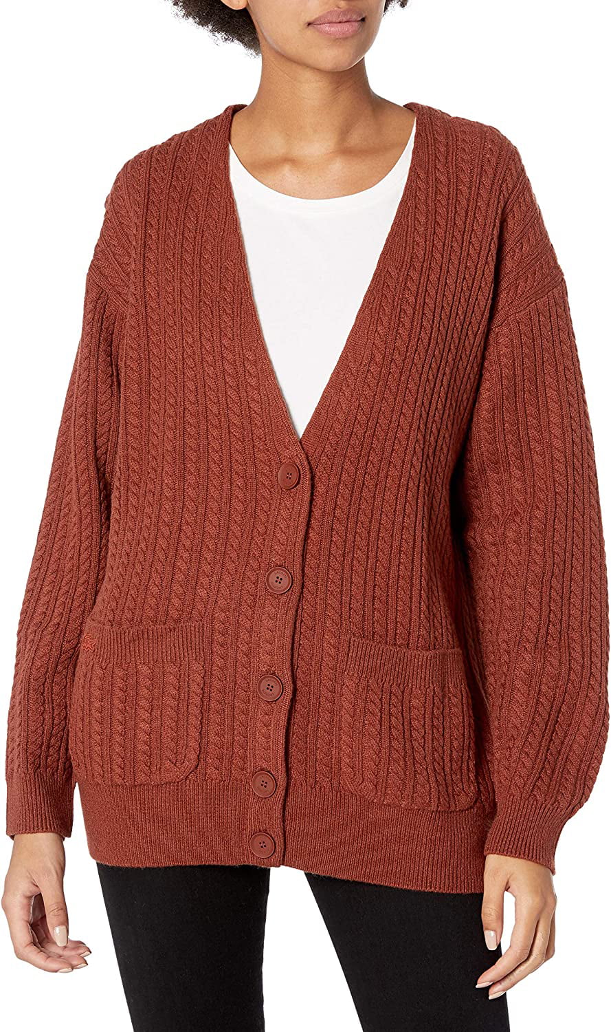 Lacoste Womens Long Sleeve V-Neck Long Chunky Cable Knit Cardigan Sweater -  Walmart.com