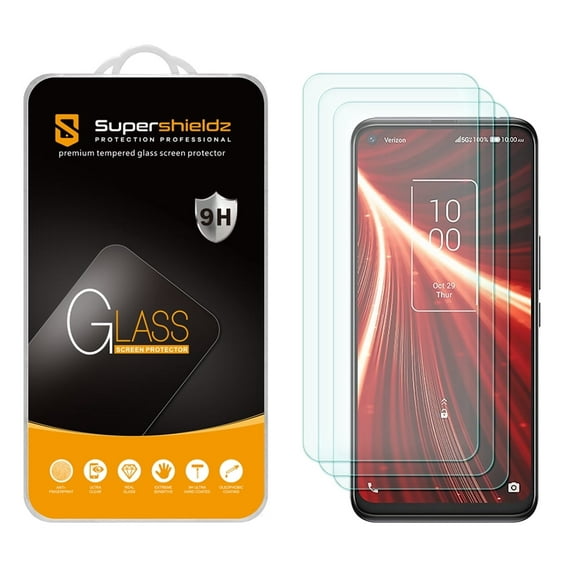 [3-Pack] Supershieldz for TCL 10 5G UW Tempered Glass Screen Protector, Anti-Scratch, Anti-Fingerprint, Bubble Free