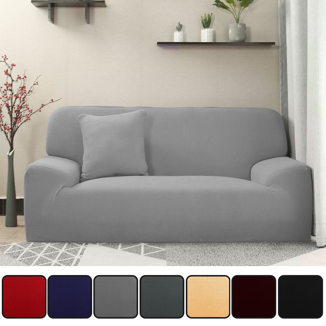 Jacquard Sofa Covers 1 Piece 1 2 3 4 Seater Couch Cover Furniture Protector Gray 92 122 Walmart Canada