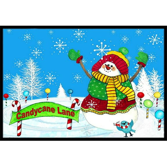 Candy Cane Lane Snowman Indoor & Outdoor Mat - 18 x 27 in.