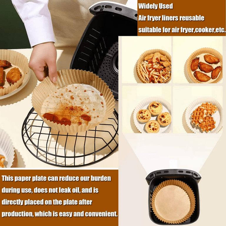 100pcs Air Fryer Round Disposable Paper Liner Airfryer Accessories  Non-Stick Mat Paper Baking Mat Barbecue Plate Paper Roasting
