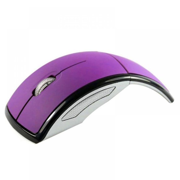 Wireless Arc Mouse USB 2.4G Computer Folding Mouse Foldable Mini Travel Mouse Easy to Carry for Laptop Notebook Desktop Computer(Blue)