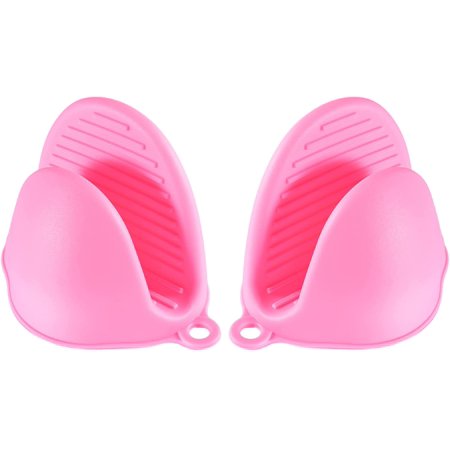 

2 Oven Mitts Mini Oven Mitts Silicone Gloves Kitchen Hot oven Mitts Heat Resistant Pot Holders Cute Oven Mitts for Cooking & Protector Pink