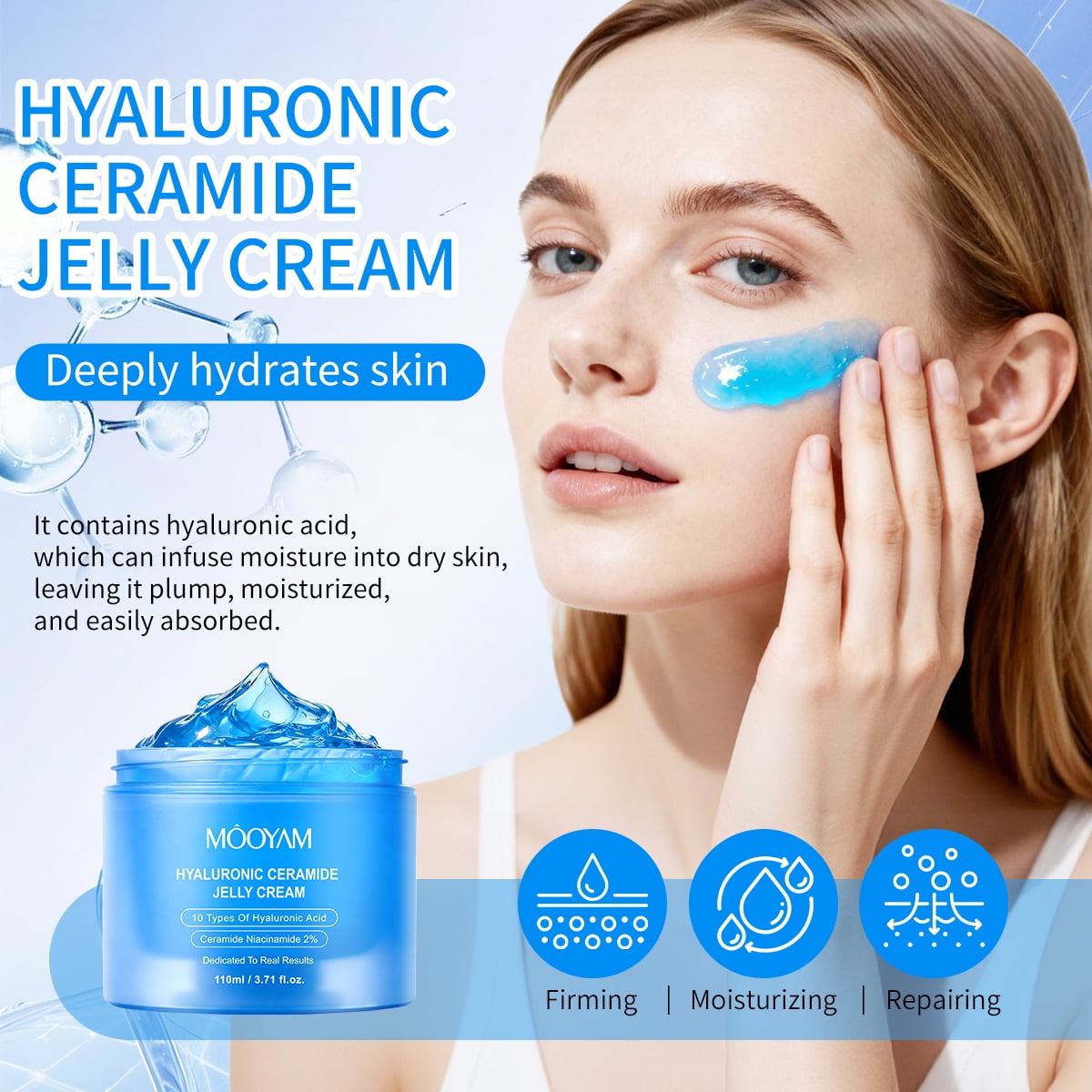 Mooyam Hyaluronic Ceramide Moisturizing Jelly Cream, 3.71 fl oz