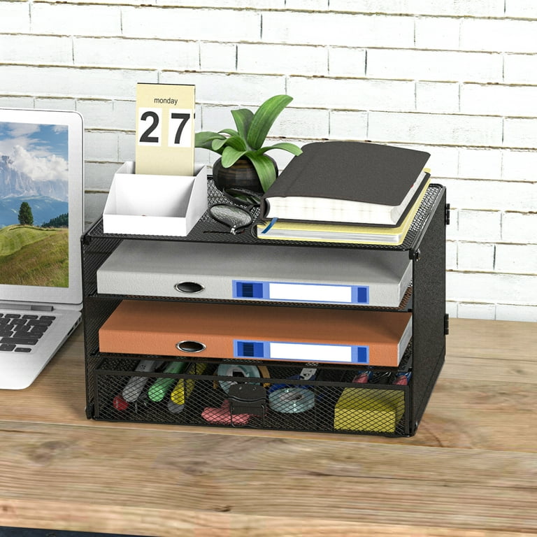 Modern 2-Tier Green & Transparent Desk Organizer Storage Rack Acrylic  Adjustable Shelf