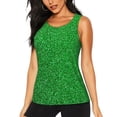 thumbnail image 1 of Fotbe Green Sparkling Shiny Blusas Sin Mangas para Mujer – Estilo Casual, Corte Suelto, Slim-Fit, Cuello Redondo Deportivo, Tops de Verano para Gimnasio y Yoga-Large, 1 of 7