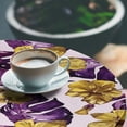 thumbnail image 3 of Ambesonne Tropical Fitted Round Tablecloth, Monstera Leaves Hibiscus, 56"- 60" Diameter, Purple Dark Yellow, 3 of 5