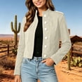 thumbnail image 5 of Women's Solid Long Sleeve Stand Collar Casual Button Jacket, 5 of 7