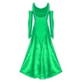 thumbnail image 4 of TiaoBug Women's Glittery Lyrical Dance Costume Hemline Ballroom Modern Contemporary Dance Dress Green M, 4 of 7