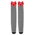 thumbnail image 4 of Women Thigh High Socks Strawberry Bowknot Striped Over Knee Short Long Stockings Festival Tights Comfort Black, 4 of 5