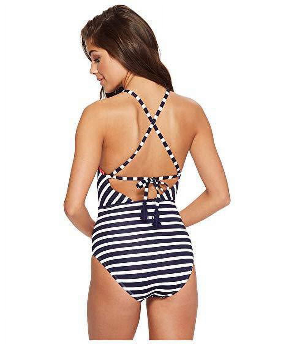 Tommy Bahama Breton Stripe High Neck One Piece Swimsuit SZ 4