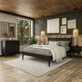 thumbnail image 2 of Camaflexi Mid Century Platform Bed Wood Panel Bed Frame with Headboard, Queen, Black, 2 of 7