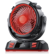 20000mAh Rechargeable Battery Powered Outdoor Tent Fan with Light and Hook, 6 Speed, Personal USB Desk Fan for Camping, Fishing, Power Outage,Blue and black