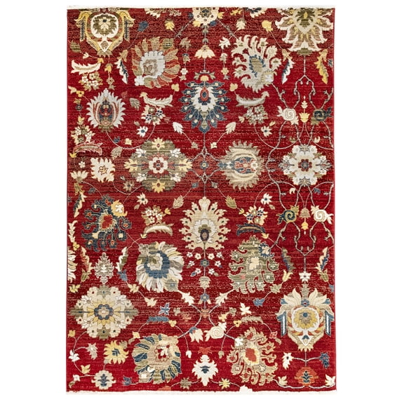 Liora Manne Calais Vintage Floral Indoor Rug Red 7'10"X10'