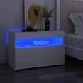 thumbnail image 3 of vidaXL Bedside Cabinet & LED Lights White 24"x14"x16" Chipboard, 3 of 24