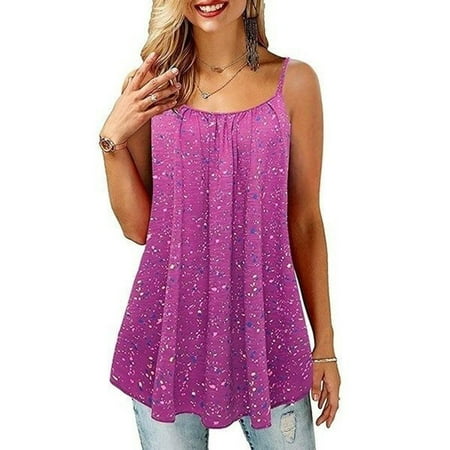 

FREE SHIPPING-camisole Women Puls-Size O-Neck Button Sleeveless Vest Solid Short T-Shirt Sling Tops nightgowns for women lingerie valentines day birthday gifts Purple