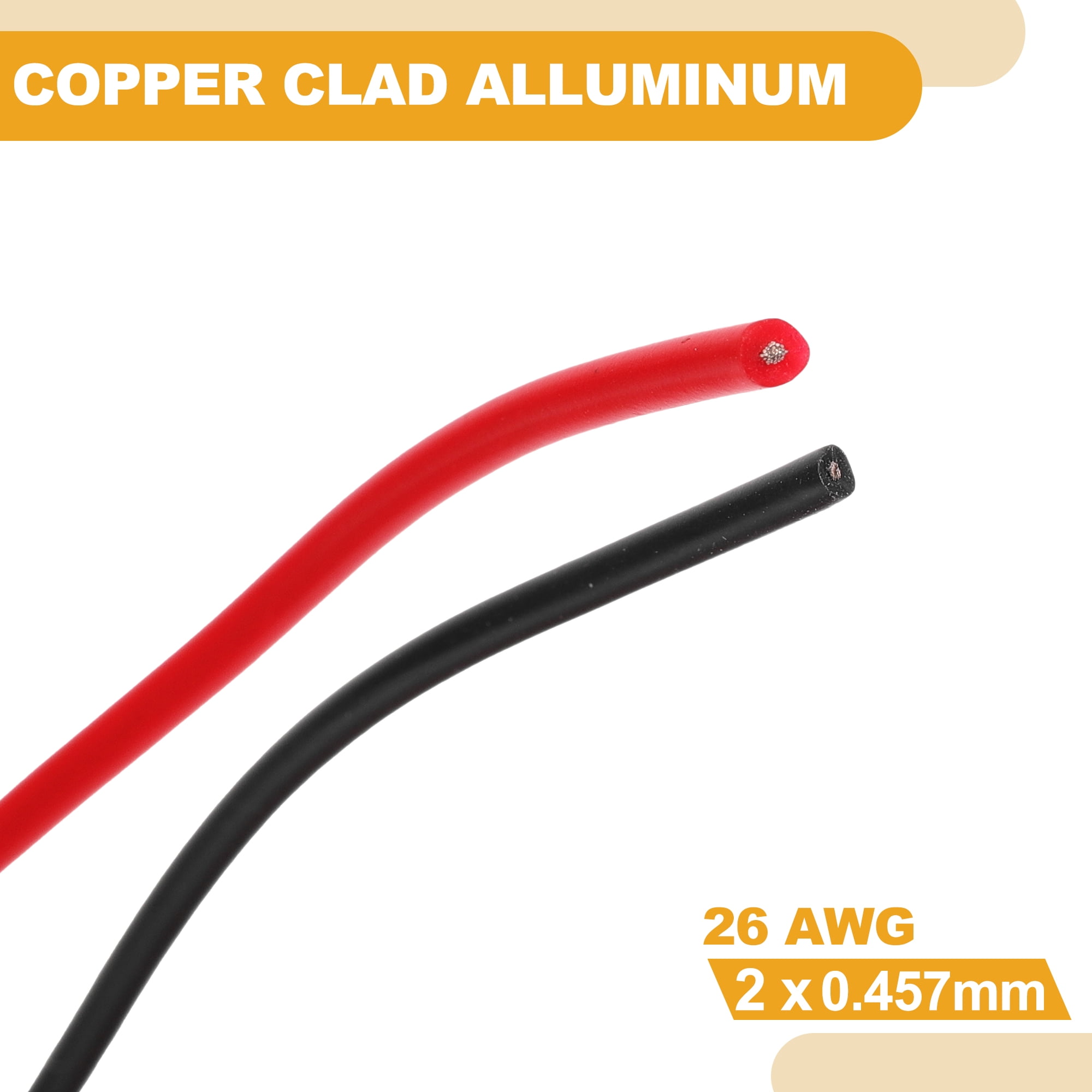 Unique Bargains 1 Set 26AWG Universal Ground Wire Car Radio, Automotive, Car speakers Power Wire Fully Insulated& Soft Touch Jacket TC Black,Red 200FT Black+200FT Red