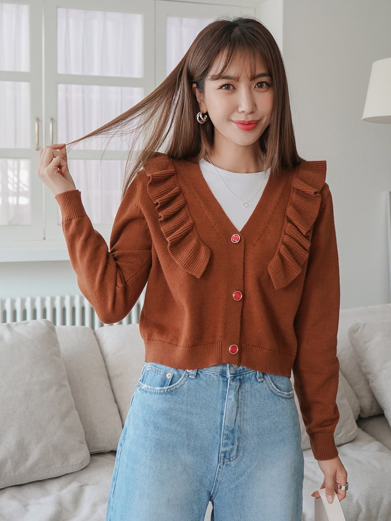 rust brown cardigan
