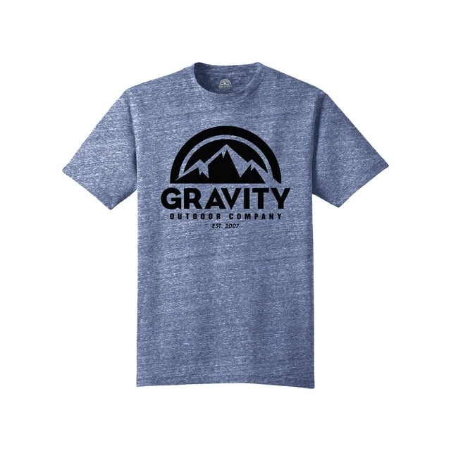 Gravity Outdoor Co. T-Shirt Col Rond Tri-Blend - Logo Noir - Bleu Marine Chiné - 2TG