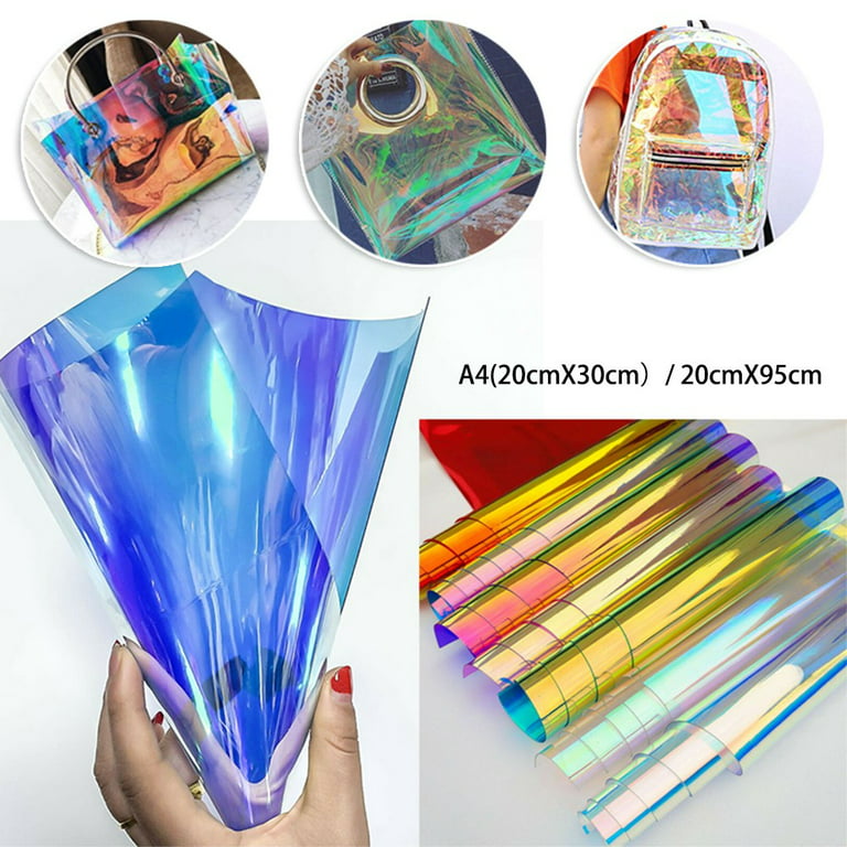 Gerich Clear Transparent PVC Holographic Magic DIY Crafts Multicolor Fabric  Vinyl Film
