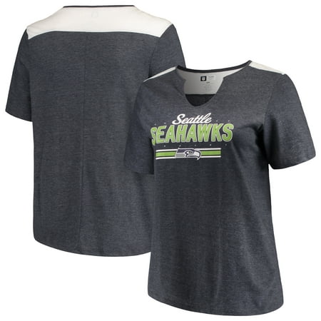 Seattle Seahawks Majestic Women's Notch Neck Plus Size T-Shirt - Heathered College