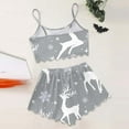thumbnail image 4 of Womens Pajama Shorts – Summer Strappy Pajamas Set Women's Christmas Reindeer Print Sleeveless Top & Shorts Sleepwear Set 2 Piece Loungewear Pajamas, 4 of 5