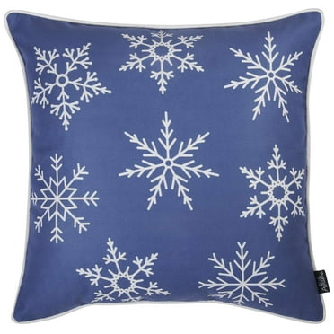 Blue and White Snowflakes Throw Pillow