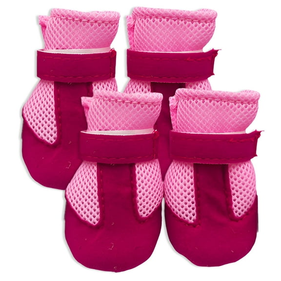 TELOLY 4Pcs Dog Shoes,Polyester Dog Winter Boots,Dog Paw Protector,Pink,S