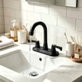 thumbnail image 4 of Bathroom Faucet for Camper 4 Inch Centerset, with Double Handle 360° Swivel Spout 2.17" Extra Long Mounting Shanks Lavatory Basin Sink Faucet for RV Trailer Mobile Home, Matte Black, 4 of 11